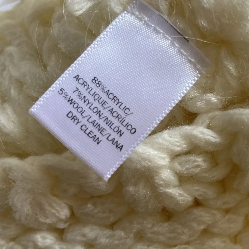 Loft Plush Cream Knit Infinity Wool Blend Scarf OS New